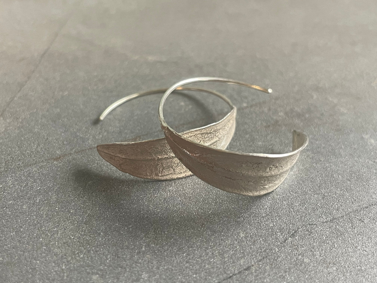 Sterling Silver Olive Leaf Hoop Earring